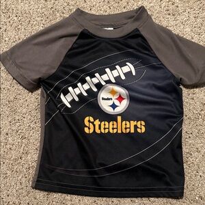 Steelers Kids Short Sleeve Football Tee - Black and Gray